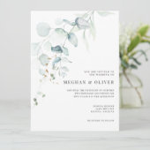 Invitation Moderne Elégant Eucalyptus verdure (Debout devant)