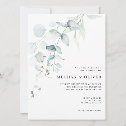 Invitation Moderne Elégant Eucalyptus verdure (Devant)