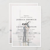 Invitation Moderne Elégant Faux Vellum Photo Overlay Mariage (Devant / Derrière)