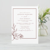 Invitation Moderne Elegant Feuille de la Botanique QR Code Ma (Debout devant)