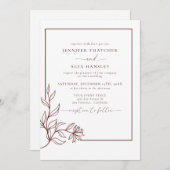 Invitation Moderne Elegant Feuille de la Botanique QR Code Ma (Devant / Derrière)