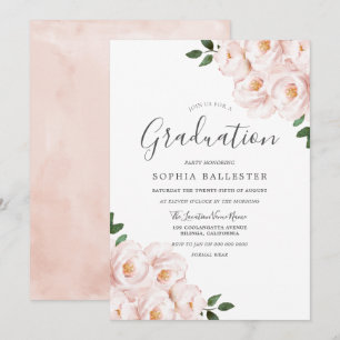 Invitation Moderne Elegant Fleurs de Flush Party de graduatio