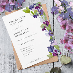Invitation Moderne Elégant Floral Blue