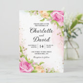 Invitation Moderne Elegant Floral Chic Mariage (Debout devant)