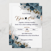 Invitation Moderne Elégant Floral Greenery Mariage aquarelle (Devant / Derrière)