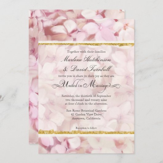 Invitation Moderne Elégant Floral Hydrangea Fleurs Mariage (Devant / Derrière)