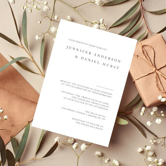 Invitation Moderne Elegant Floral Line Mariage