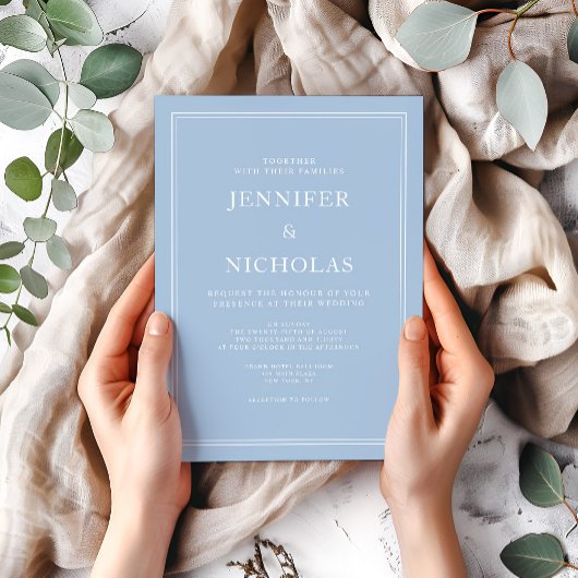 Invitation Moderne Élégant Formal Poudre Mariage bleu