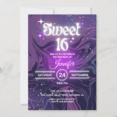 Invitation Moderne Élégant Glow Sweet 16 Anniversaire (Devant)