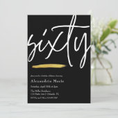 Invitation Moderne Elegant Gold Brushstroke 60e anniversaire (Debout devant)