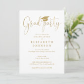 Invitation Moderne Elégant Gold Grad Party Script Grad Grad G (Debout devant)