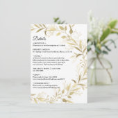 Invitation Moderne Elegant Gold Leaf Détails Mariage Invitati (Debout devant)