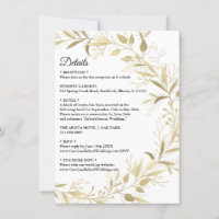 Moderne Elegant Gold Leaf Détails Mariage Invitati