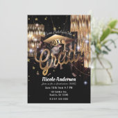Invitation Moderne Elégant Golden Glam Grad Party Graduation (Debout devant)