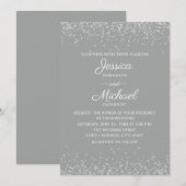 Invitation Moderne Elegant Grey et Mariage Parties scintillan (Devant / Derrière)