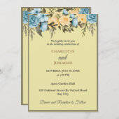 Invitation Moderne Elégant Jaune Floral Mariage (Devant / Derrière)
