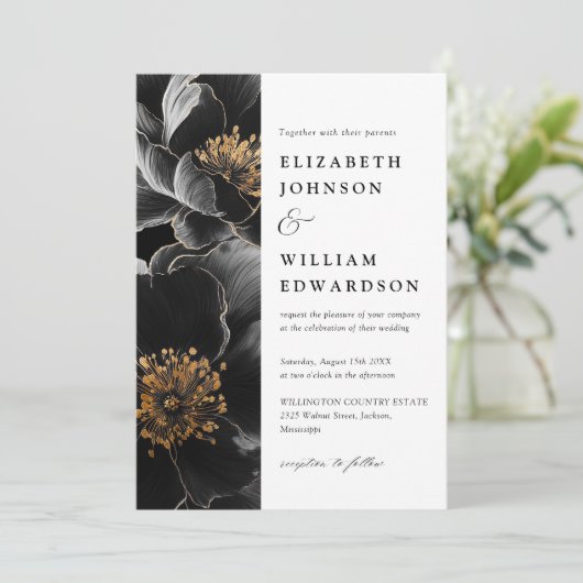 Invitation Moderne Elégant luxe Floral QR Code Mariage (Debout devant)
