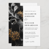 Invitation Moderne Elégant luxe Floral QR Code Mariage (Devant / Derrière)