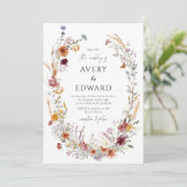 Invitation Moderne Elégant Mariage de automne Floral Rustic B (Debout devant)