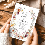 Invitation Moderne Elégant Mariage de automne Floral Rustic B<br><div class="desc">Présentez votre journée spéciale avec cette Invitation Rustic Boho, un Mariage de automne floral élégant et moderne, qui présente des flores d'aquarelle romantiques dans un arrangement de forme ovale douce. Les tons chauds de l'orange, du jaune, de la terre cuite, du vert et du rose créent une palette d'automne rêveuse,...</div>