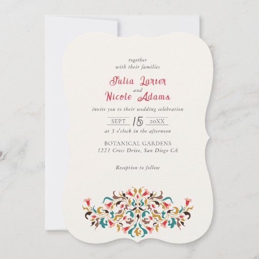 Invitation Moderne Élégant Mariage de couronne florale romant (Devant)