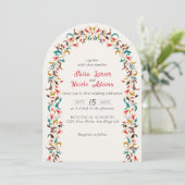 Invitation Moderne Élégant Mariage de couronne florale romant (Debout devant)