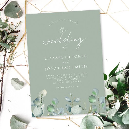 Invitation Moderne Elégant Mariage de verdure