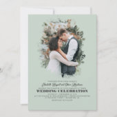 Invitation Moderne Elégant Mariage de verdure photo superposi (Devant)