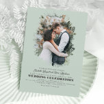 Invitation Moderne Elégant Mariage de verdure photo superposi<br><div class="desc">Une photo de silhouette romantique et élégante de verdure recouvre les invitations de mariage avec les deux photos verticales.</div>