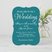 Invitation Moderne Elégant Mariage floral rose Turquoise (Debout devant)