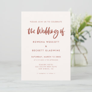 Invitation Moderne élégant mariage rose neige