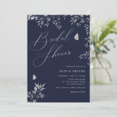 Invitation Moderne Elegant Marine Bleu Boho Fête des mariées (Debout devant)