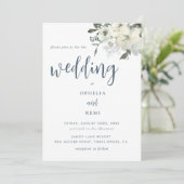 Invitation Moderne Elegant Marine Blue Ivory Floral Mariage (Debout devant)