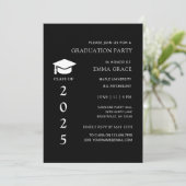 Invitation Moderne Elegant Minimal Black Graduation Party (Debout devant)