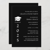 Invitation Moderne Elegant Minimal Black Graduation Party (Devant / Derrière)
