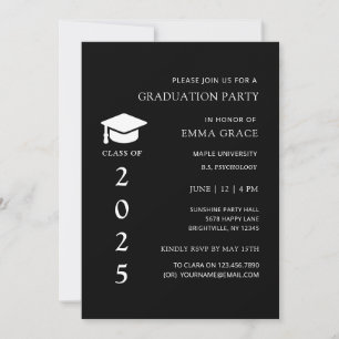 Invitation Moderne Elegant Minimal Black Graduation Party