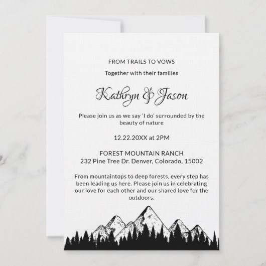 Invitation Moderne Élégant minimal de police noire Mariage Fl (Devant)