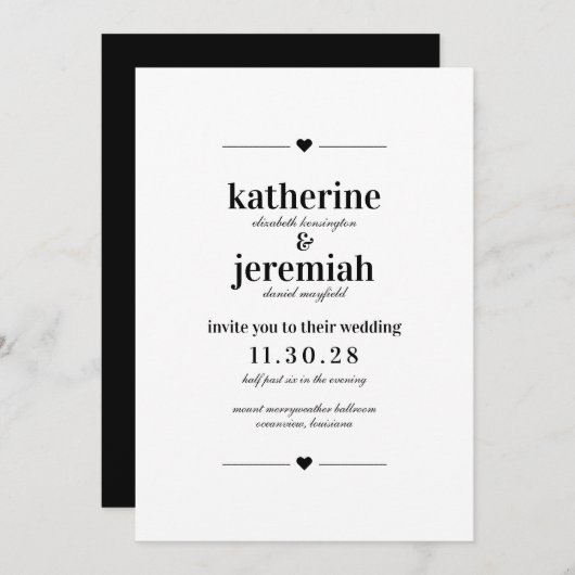 Invitation Moderne élégant minimaliste élégant Mariage de coe (Devant / Derrière)