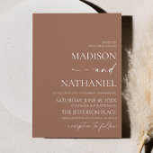 Invitation Moderne Elegant Mocha Mousse Mariage Brown