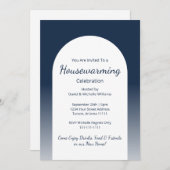 Invitation Moderne Elegant Navy Blue Houseécher Party (Devant / Derrière)