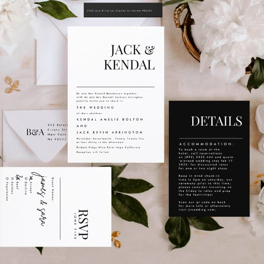 Invitation Moderne Élégant | Noms modifiables Mariage
