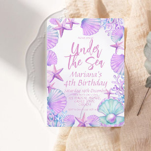 Invitation Moderne élégant Ocean 4e anniversaire Fête de fill