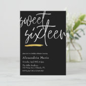 Invitation Moderne Elegant Or brosse Sweet 16 Anniversaire (Debout devant)