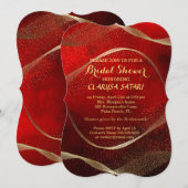 Invitation Moderne, élégant Or et Fête des mariées rouge (Devant / Derrière)