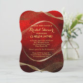 Invitation Moderne, élégant Or et Fête des mariées rouge (Debout devant)