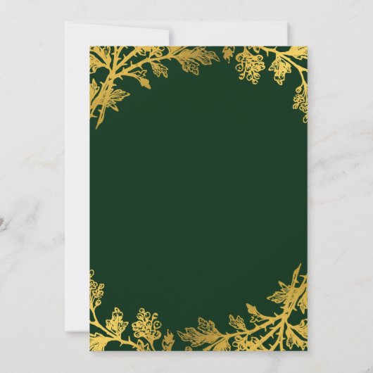 Invitation Moderne Elégant or Mariage vert fleuri or (Dos)