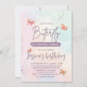 Invitation Moderne élégant papillon mignon thème 3e anniversa (Devant)