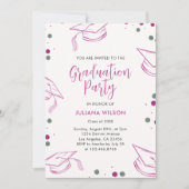 Invitation Moderne Elegant Pink and Silver Graduation Party (Devant)