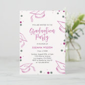 Invitation Moderne Elegant Pink and Silver Graduation Party (Debout devant)