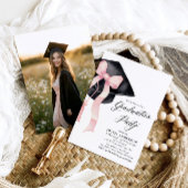 Invitation Moderne Elégant Pink Bow Graduation Cap Graduation